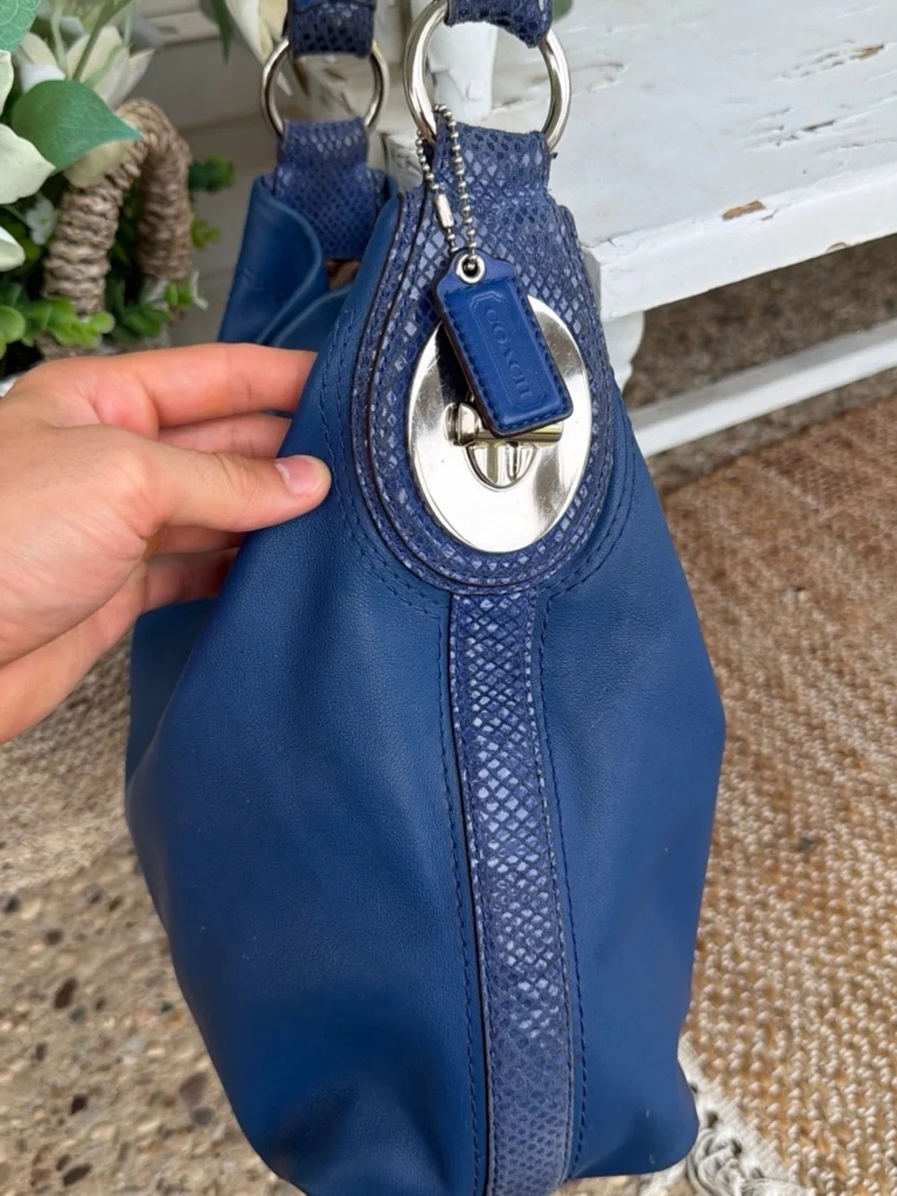 Vintage Y2K Blue Coach Penelope Hobo Leather Shoulder Bag